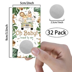 REWIDPARTY Woodland Animal Scratch Off Game Cards（32 PCS） Baby Shower Games Raffle Cards Wedding Bridal Shower Gift Certificate Scratch Off Cards Family Holiday Games Supplies for Kids Adults