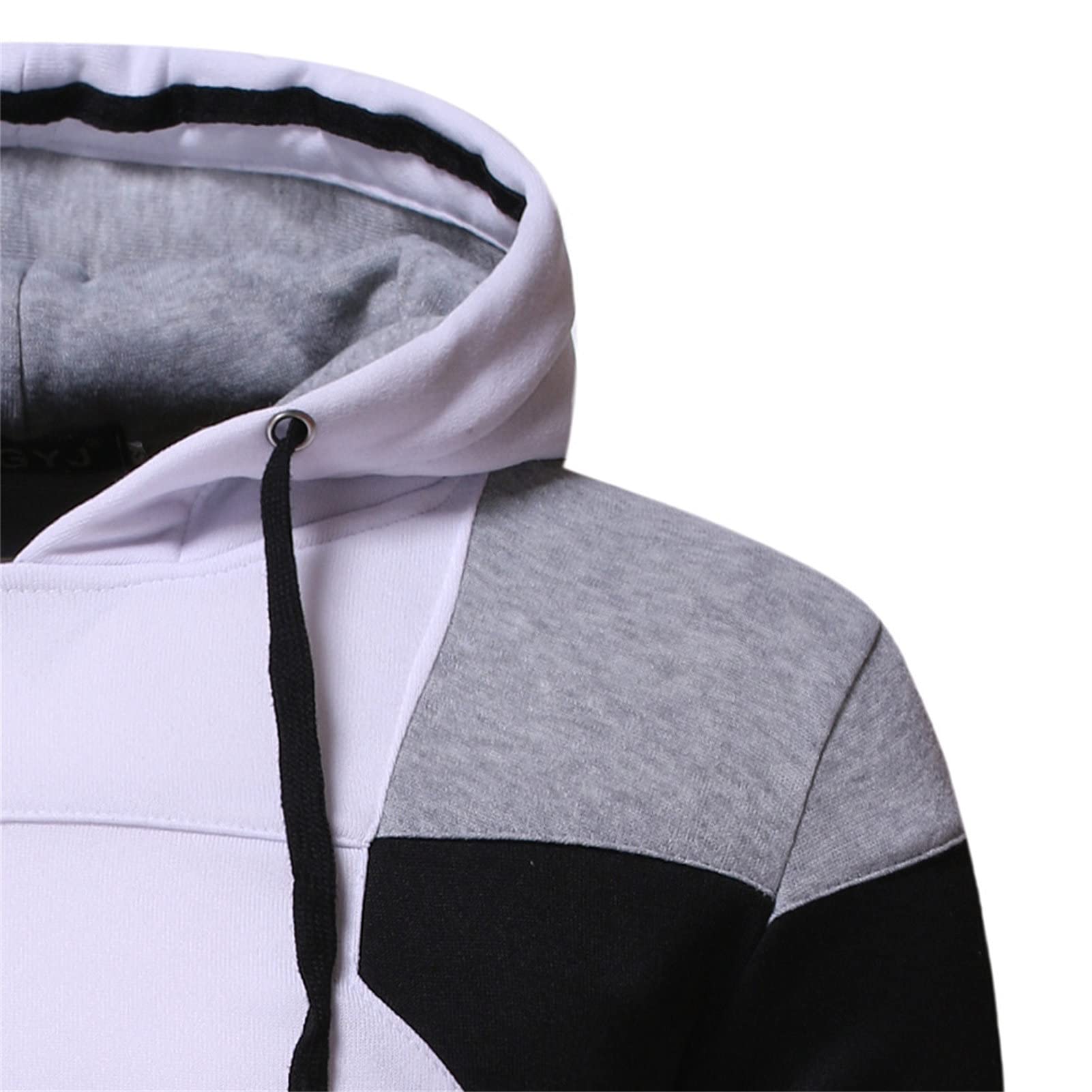 Maiyifu-GJ Men Patchwork Athletic Pullover Hoodie Color Block Sports Workout Hoodies Long Sleeve Loose Fit Hooded Sweatshirts (Light Grey,Small)