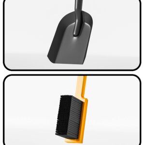 Kingson Fireplace Shovel Black Ash Shovel and Brush, Dustpan Set Small, Durable Steel, Set with Fireplace Dustpan and Brush, Coal Shovel