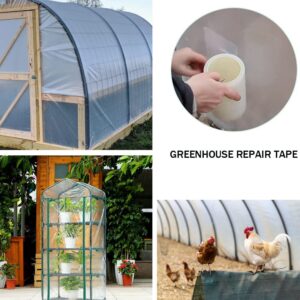 Virtegasas Greenhouse Plastic Sheeting Tape, Greenhouse Clear Plastic Film Repair Tape Tunnel Tape 6mil Reinforced Polyethylene Tapes for Seaming and Sealing (2" x108')