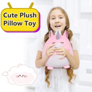 Marsjoy 8" Pink Unicorn Plush Pillow Toy Squishy Stuffed Animal Plushie Pillow Cute Unicorn Huggable Toy Kawaii Soft Cushion for Girl Kid Children's Day Birthdays Christmas