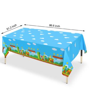 Lecinc 3 PCS Video Games Party Tablecloth, Plastic Video Games Table Cover for Video Games Birthday Party Decorations Supplies, 86.6 x 51.2in