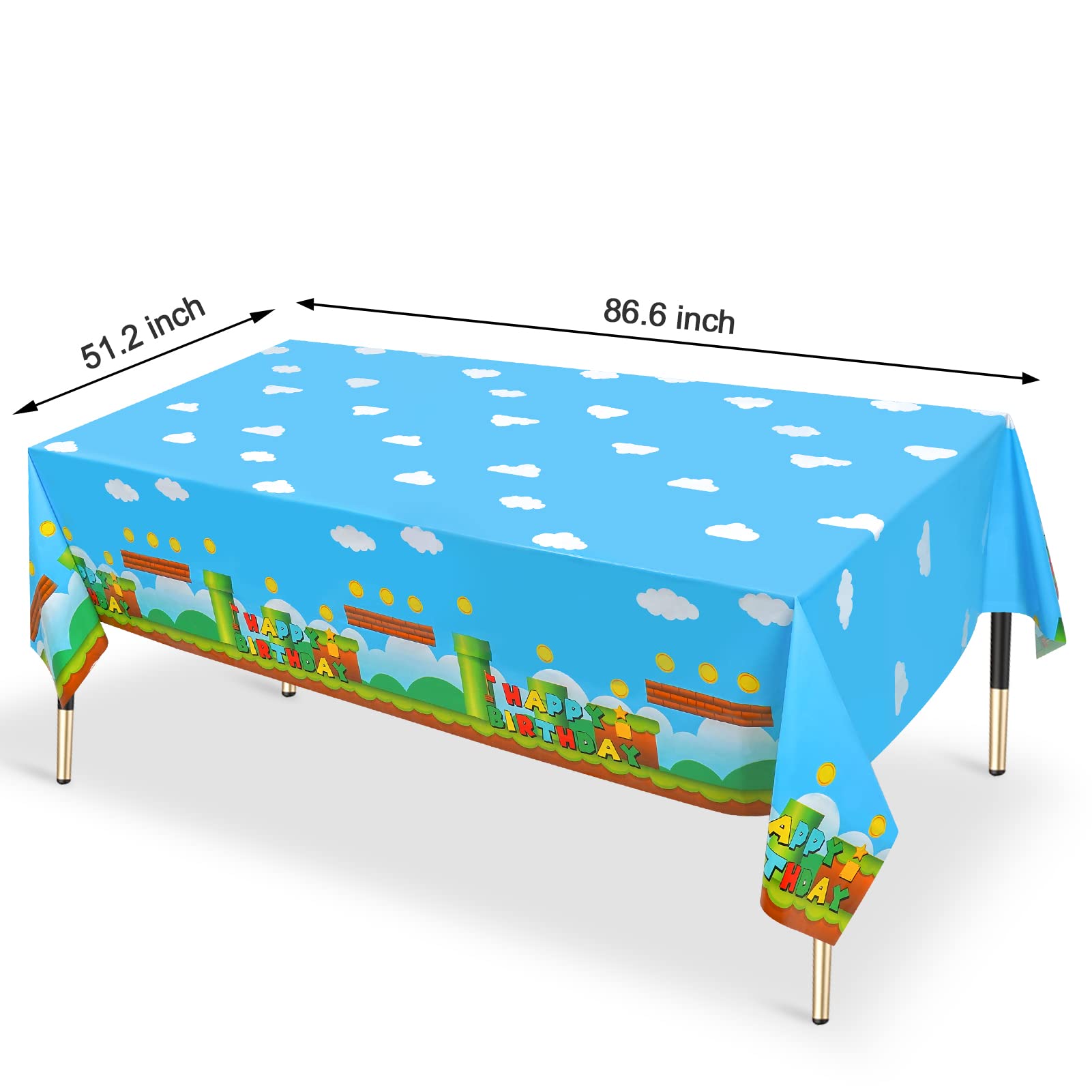 Lecinc 3 PCS Video Games Party Tablecloth, Plastic Video Games Table Cover for Video Games Birthday Party Decorations Supplies, 86.6 x 51.2in