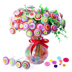 About 330 Resin Buttons of Various Specifications, Handmade Buttons, Sewing DIY Handicraft Buttons, Hand-Painted Decorative Buttons Multicolor Series