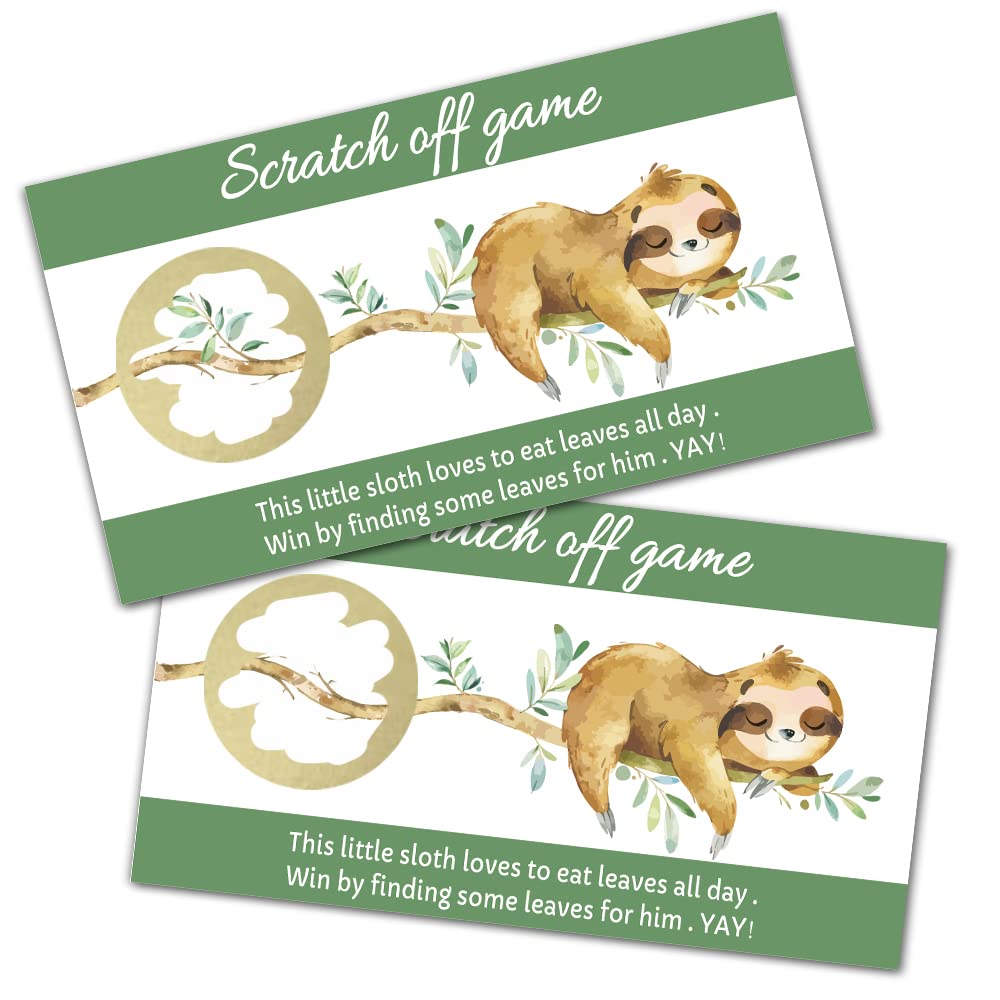 REWIDPARTY Sloth Baby Shower Scratch Off Game Cards（32 PCS） Sloth Baby Games Raffle Cards Wedding Bridal Shower Gift Certificate Scratch Off Cards Family Holiday Games Supplies for Kids Adults