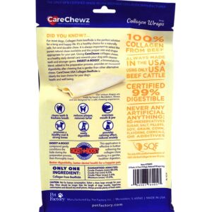 Pet Factory CareChewz Collagen 6-7" Large Wraps Dog Chew Treats - Natural Flavor, 2 Count/1 Pack