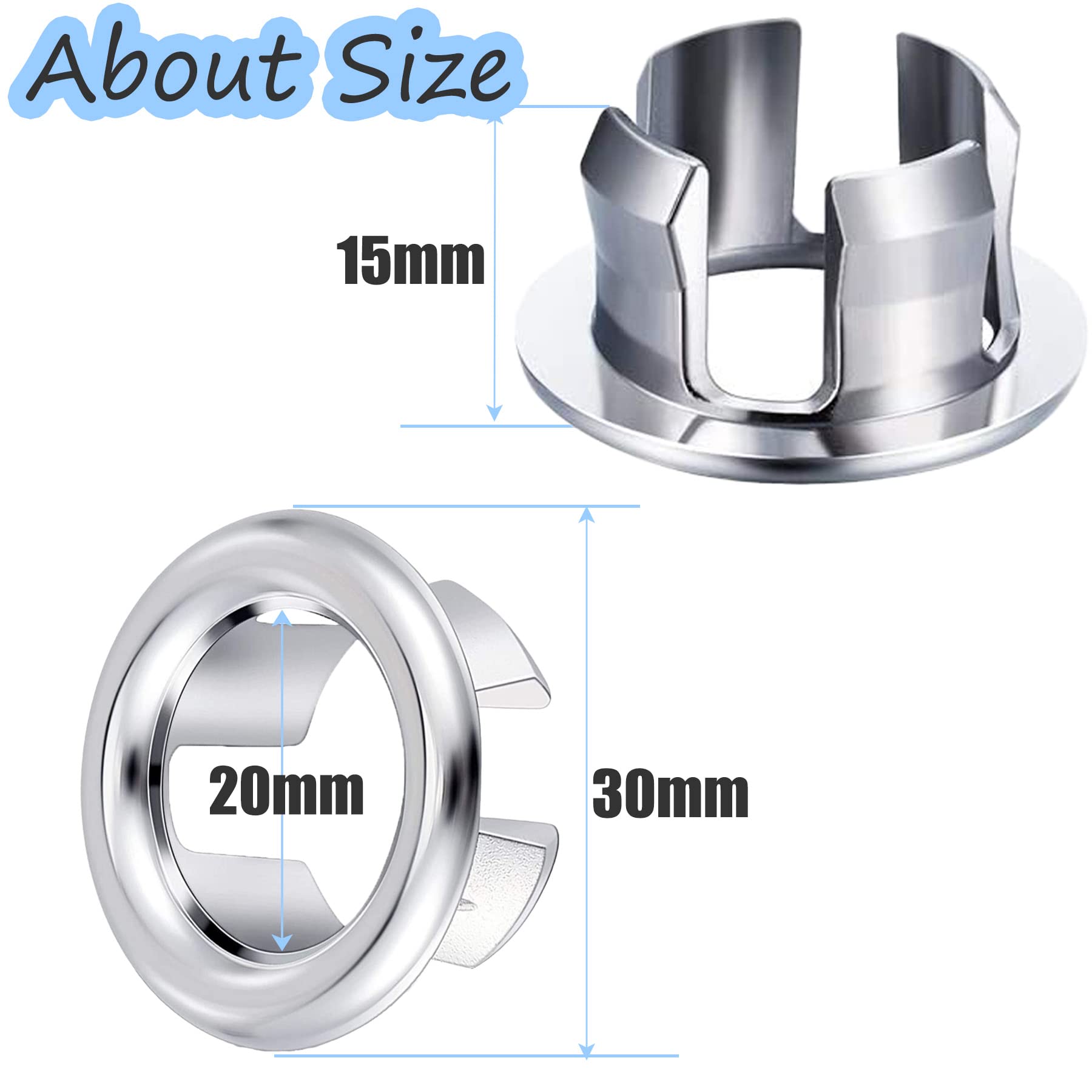 4 Pack Kitchen Bathroom Sink Overflow Ring Cover Bath Sink Hole Round Overflow Drain Cap Cover Insert in Hole Spares