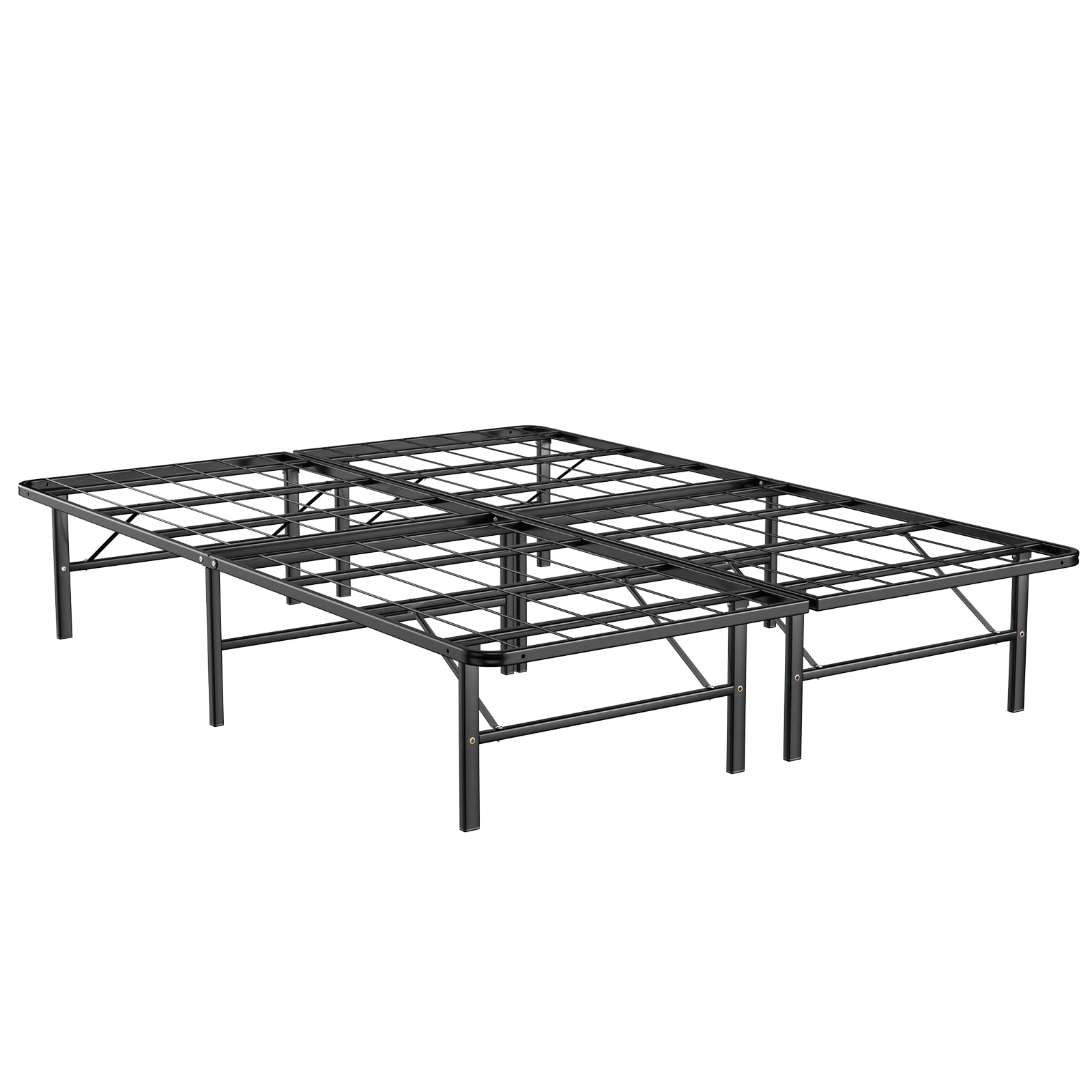 KOMFOTT 14 Inches Metal Platform Bed Frame Queen Size, Heavy Duty Foldable Mattress Foundation with Steel Slat Support, No Assembly Required, No Box Spring Needed, Folding Platform Bed Frame