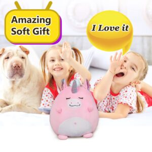 Marsjoy 8" Pink Unicorn Plush Pillow Toy Squishy Stuffed Animal Plushie Pillow Cute Unicorn Huggable Toy Kawaii Soft Cushion for Girl Kid Children's Day Birthdays Christmas