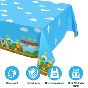 Lecinc 3 PCS Video Games Party Tablecloth, Plastic Video Games Table Cover for Video Games Birthday Party Decorations Supplies, 86.6 x 51.2in