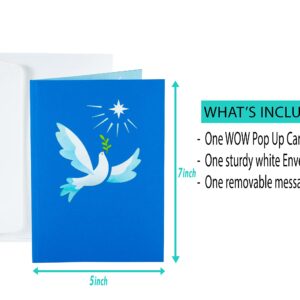 Dove Bird,WOW Greeting Pop Up 3D Card For All Occasions,Peace, Birthday, Love, Christmas, Grace, Holy Spirit, Hope,Personalized With Insert Message Note,Handcrafted With Love,Proud USA Brand