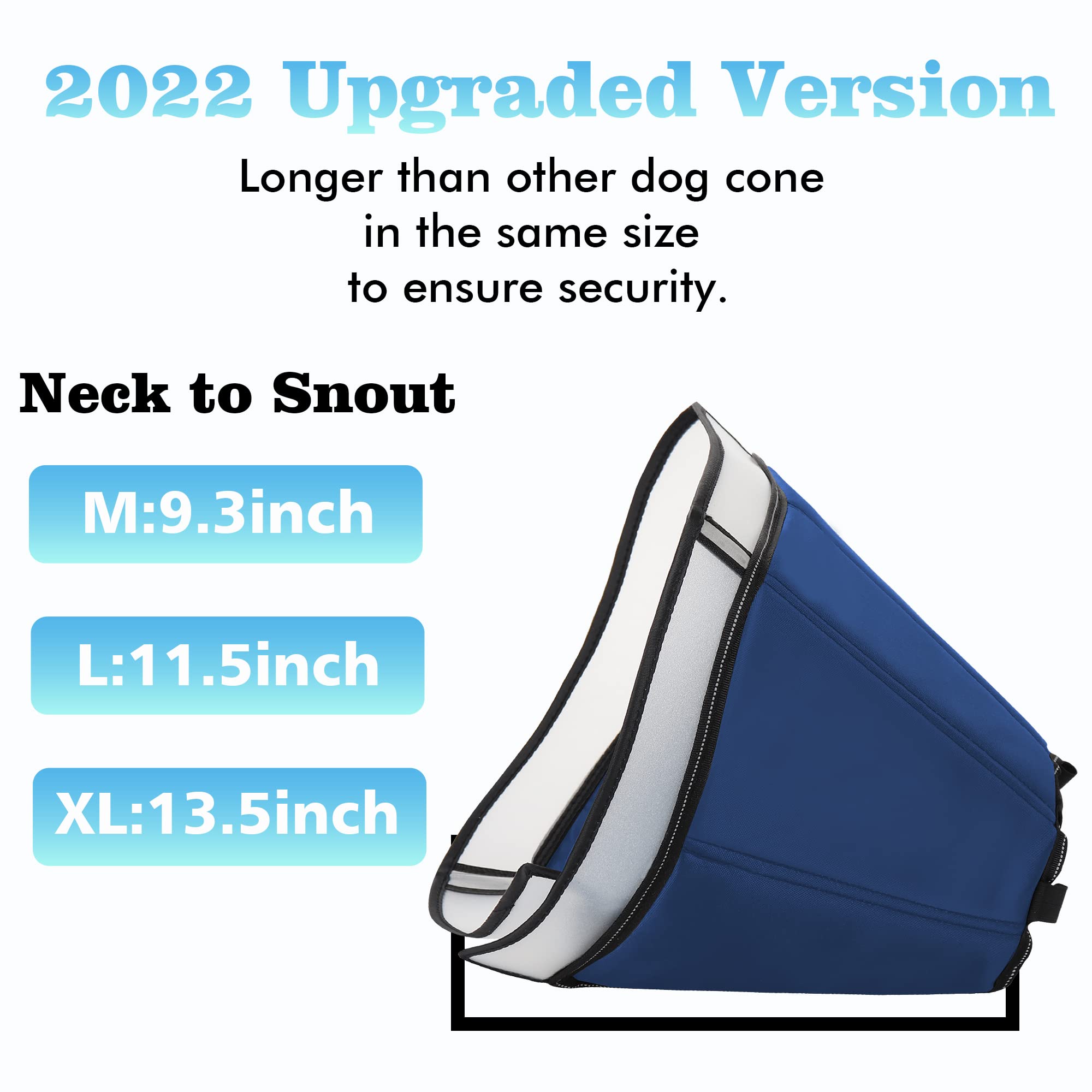 INKZOO Dog Cone Collar for After Surgery, Soft Pet Recovery Collar for Dogs and Cats, Adjustable Cone Collar Protective Collar for Large Medium Small Dogs Wound Healing (Blue, Large)