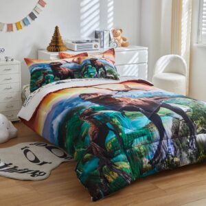 ADASMILE A & S Dinosaur Comforter Set Twin for Boys Dinosaur Twin Bedding Set for Kids 6 Pieces Dinosaur Comforter Set with Sheets Bed in A Bag T-Rex Dinosaur Comforter and Sheets Set for Home Decor