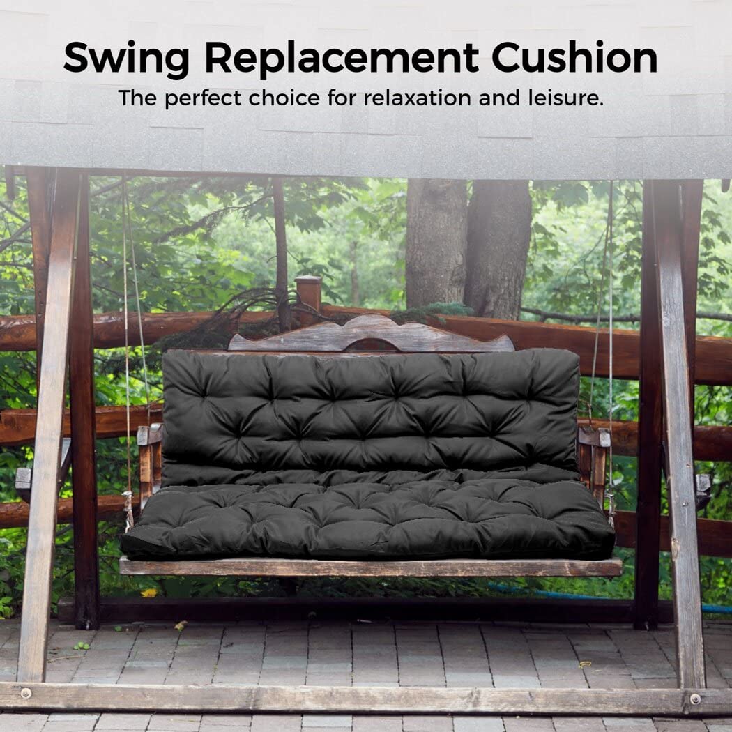 Homaisson Swing Replacement Cushion, Outside Bench Cushion with Backrest, 2-3 Seater Cushion with 8 Ties for Outdoor Furniture, 59 x 39 x 4 Inches Porch Swing Cushion Garden Bench (Dark Curry)