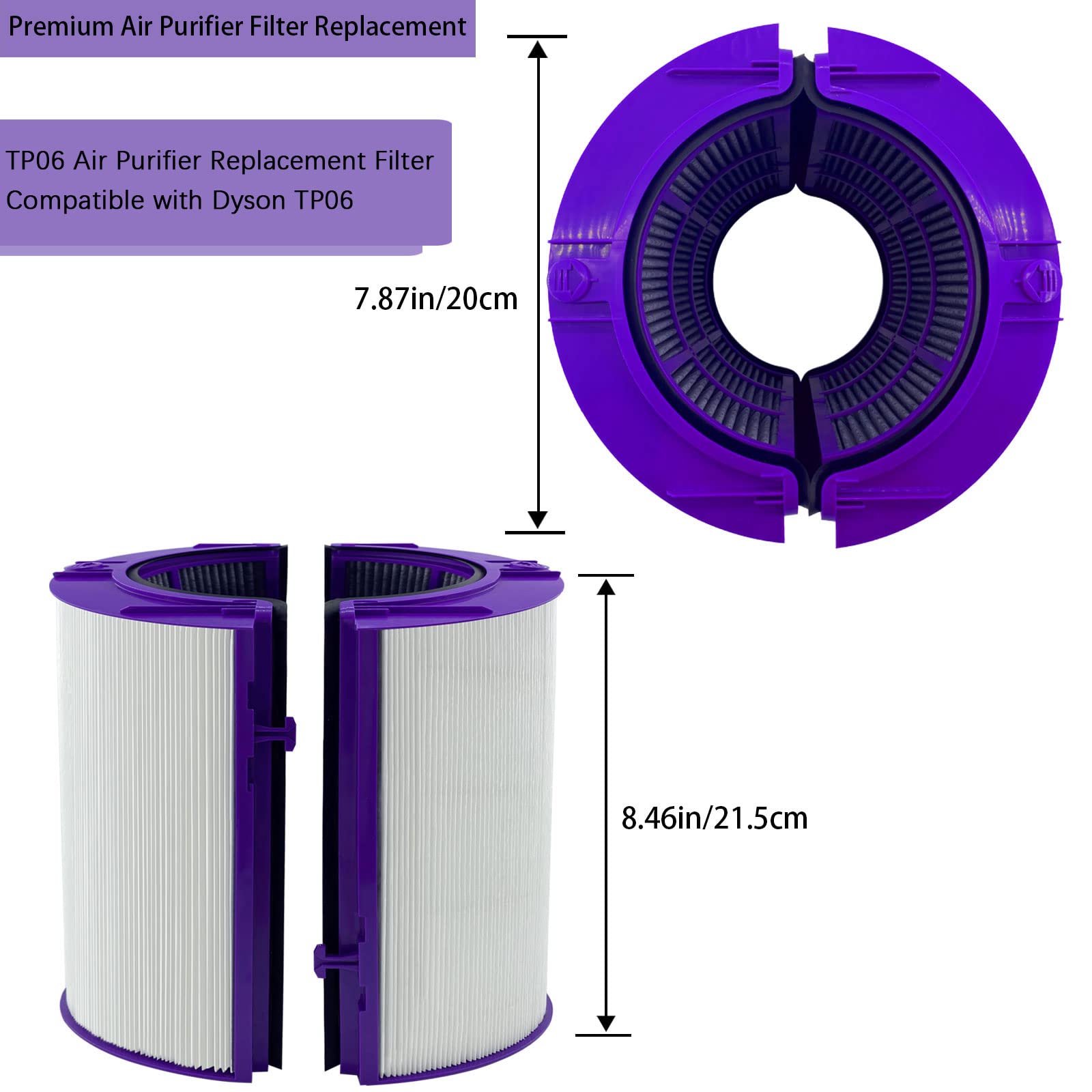 TP06 Replacement True Hepa Filter for Dyson TP06 HP06 PH01 PH02 HP07 TP07 HP09 TP09 Models, For Dyson Pure Cool, Pure Hot Cool Cryptomic, Humidify Cool air purifier,Compare to Part # 970341-01