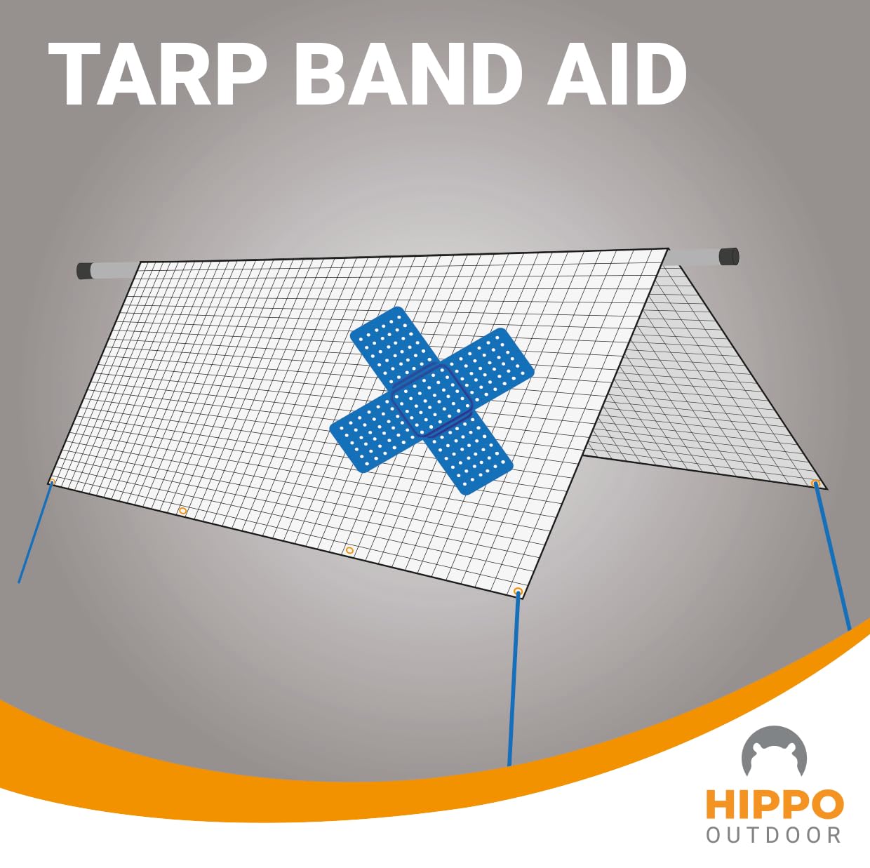 HIPPO OUTDOOR Tarpaulin Repair Tape - Heavy Duty Repairs Duck Tape, Blue Duct Tape, uv Protected and Waterproof, Protect Against Chafe wear and Tear 16 ft Tape roll (1250)