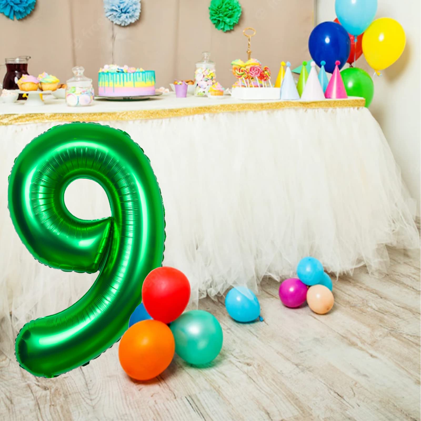 40 Inch Large Green Number 6 Balloon Extra Big Jumbo Mylar Foil Helium Balloons for 6 Year old Birthday Party Celebration Decors Graduations Wedding Anniversary Baby Shower Supply Engagement