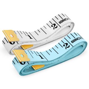 tape measure, ibayam soft ruler measuring tape for body weight loss fabric sewing tailor cloth vinyl measurement craft supplies, 60-inch double scale ruler, 2-pack white, blue