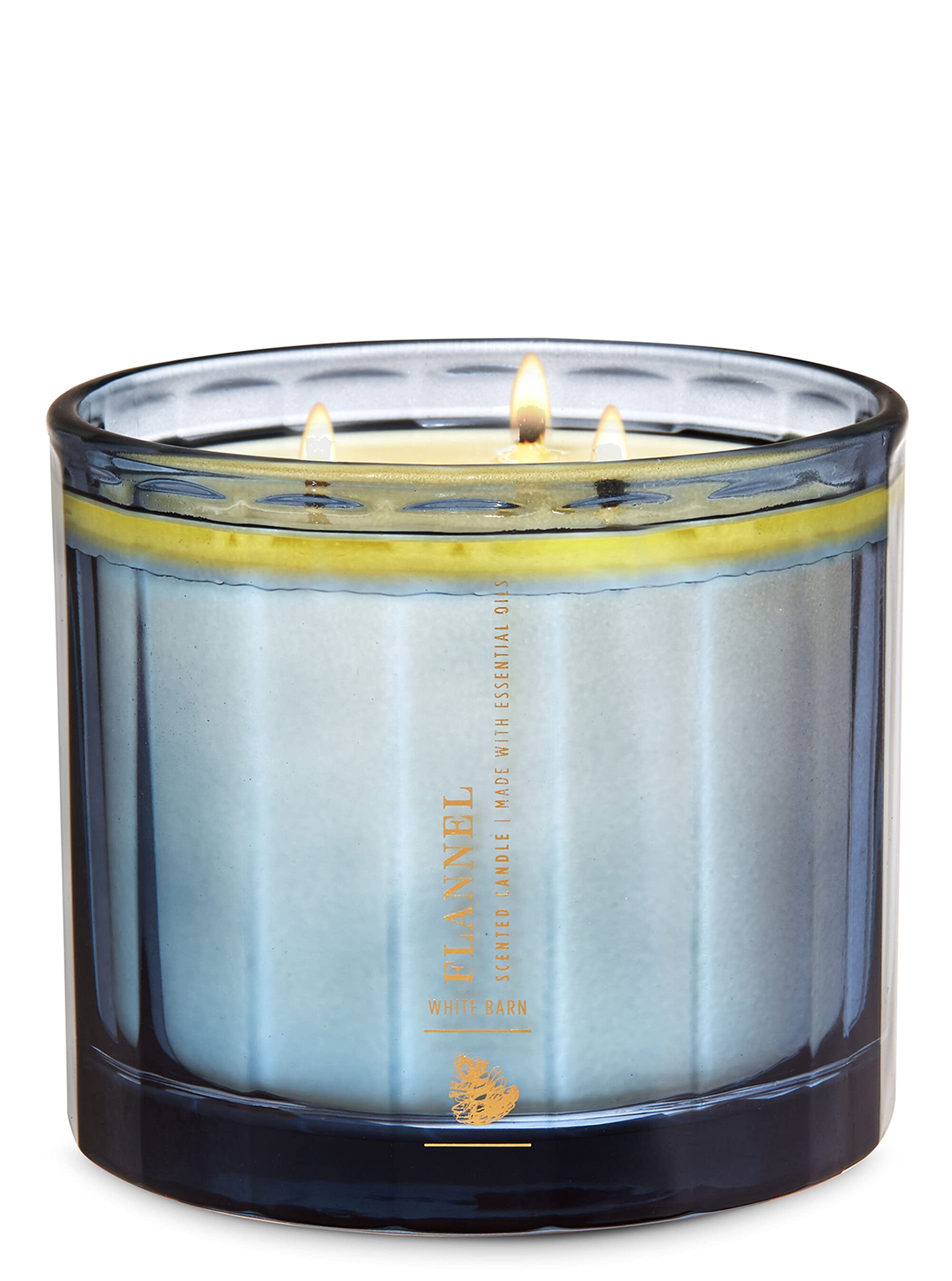 White barn Bath and Body Works Flannel 3-Wick Candle 14.5 Ounce