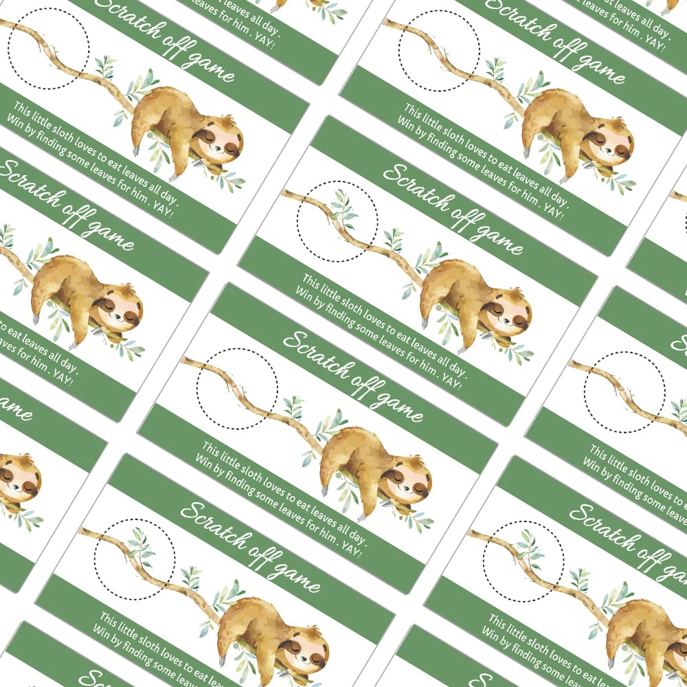 REWIDPARTY Sloth Baby Shower Scratch Off Game Cards（32 PCS） Sloth Baby Games Raffle Cards Wedding Bridal Shower Gift Certificate Scratch Off Cards Family Holiday Games Supplies for Kids Adults