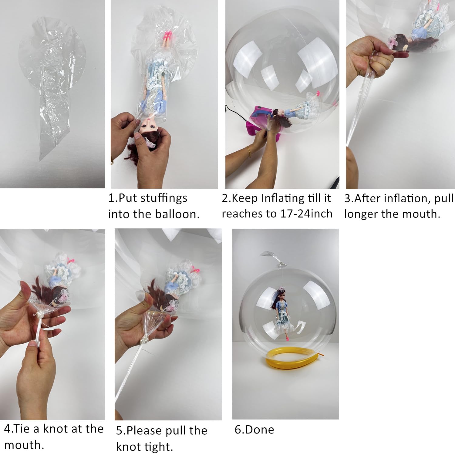 Wide Neck Clear Balloons for Stuffing, 25Pack 24inch Large Pre Stretched Wide Opening Bubble BoBo Balloons Balloons for Party Decor