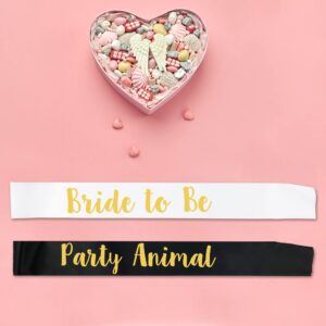 EOUYT 16 Pack Amazing Bachelorette Party Sashes 1 White Bride to be Sash and 15 Black Bridesmaid Sashes for Bachelorette Party,Bridal Party,Engagement Party