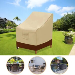 Yipincover Patio Dining Arm Chair Covers 2Pack Heavy Outdoor Furniture Covers 600D Oxford Fabric,100% Waterproof Outdoor Seat Covers (Beige & Brown,26" W×28" D×33" H)-1Year Warranty