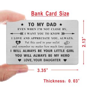 Jzxwan Dad Card Gifts, Best Dad Gifts from Daughter, I Love My Dad Gifts, Happy Dad Birthday Card, Hero Dad Present for Men