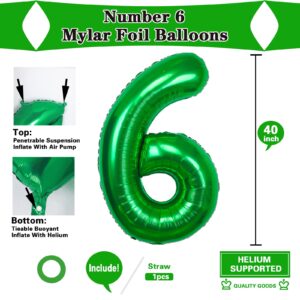 40 Inch Large Green Number 6 Balloon Extra Big Jumbo Mylar Foil Helium Balloons for 6 Year old Birthday Party Celebration Decors Graduations Wedding Anniversary Baby Shower Supply Engagement