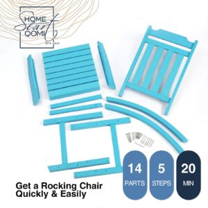 hOmeQomi Rocking Chairs Set of 2, All Weather Resistant Poly Lumber Outdoor Porch Rocker, Rocking Chairs for Outdoor, Indoor, Patio, Deck, Garden, Backyard, Load Bearing 380 lbs - Lake Blue