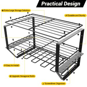 Aomomery-Power Tool Organizer-5 Drill Holder Wall Mount,3 Layer Heavy Duty Metal Power Tool Storage Rack,Garage Tool Organizer and Storage with Screwdriver Holder/Plier Holder/Hammer Holder