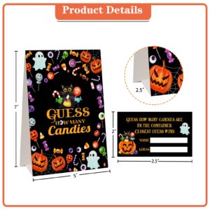 FaCraft Halloween Guess How Many Candies Games,36pcs Candies Guessing Game Cards Halloween Party Game for Kids Adults Halloween Guessing Candy Jar Card Ticket Birthday Halloween Party Favor Supplies