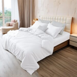 King Duvet Cover Set White 100% Egyptian Cotton ,3Pcs Bedding Set- 1 Duvet Cover(No Insert) with 2 Pillowshams, 400 TC Super Soft Comforter Cover with Corner Ties( King106x90 Inches, White)