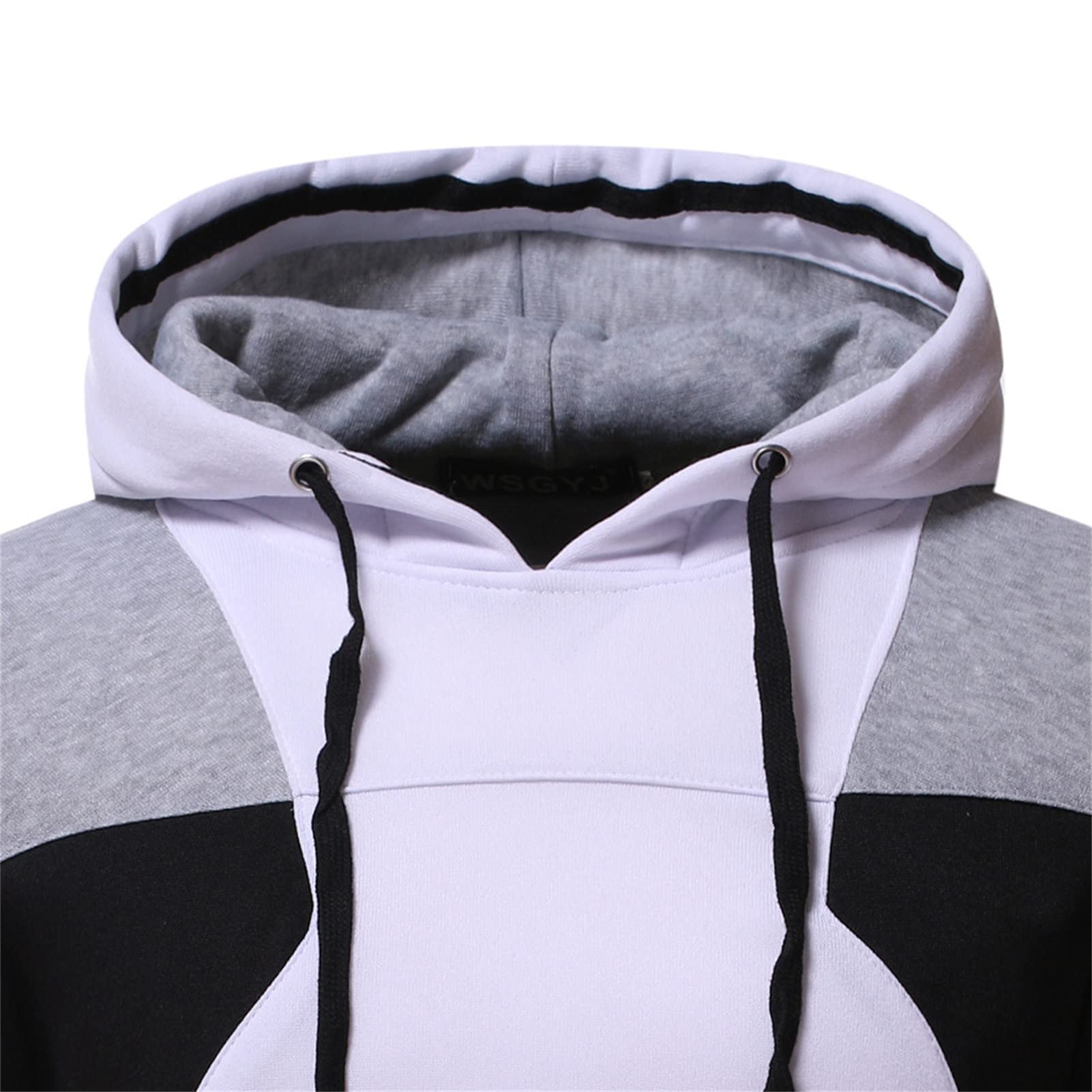 Maiyifu-GJ Men Patchwork Athletic Pullover Hoodie Color Block Sports Workout Hoodies Long Sleeve Loose Fit Hooded Sweatshirts (Light Grey,Small)