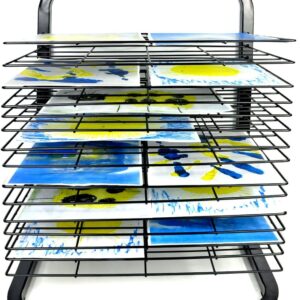 Joymaney Art Drying Rack | Mobile Metal Art Storage Rack with Removable Shelves | Art Organizer for Kids, Art Studio and Tabletop Storage, Craft Room and Desktop (15 Shelves)