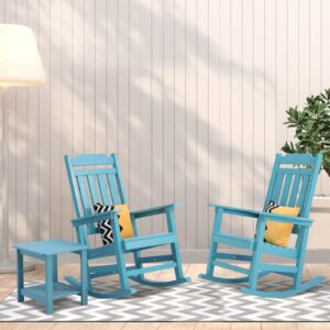 hOmeQomi Rocking Chairs Set of 2, All Weather Resistant Poly Lumber Outdoor Porch Rocker, Rocking Chairs for Outdoor, Indoor, Patio, Deck, Garden, Backyard, Load Bearing 380 lbs - Lake Blue