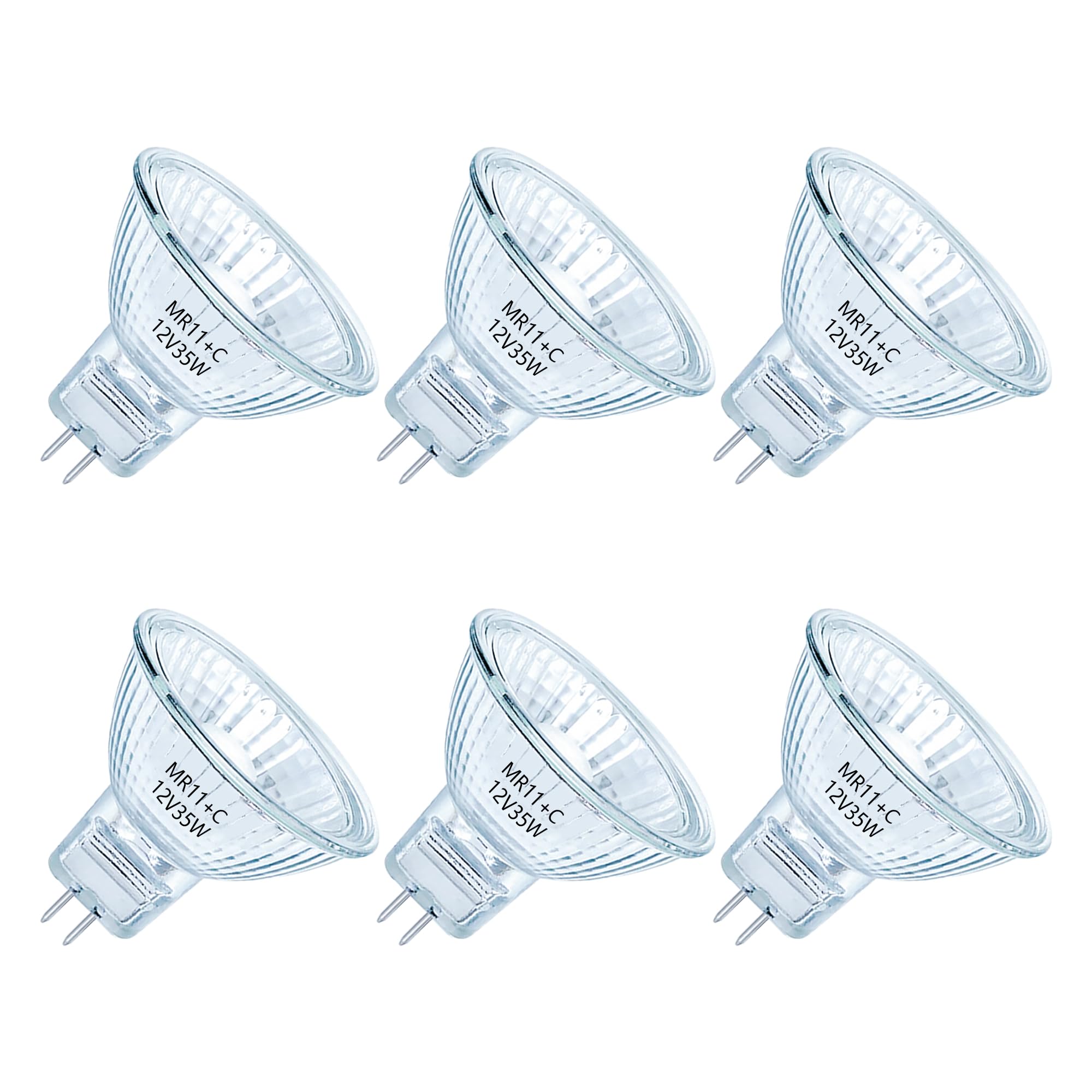 Sevici MR11 Halogen Bulb 12V 35W Dimmable FTD Spotlight Bulb 36° Beam 2700K Warm White MR11 Bulb GU4 Dual Pin Base, Glass Cover for Range Hoods Track Lighting Landscape Recessed Bulbs