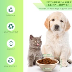 200 Pcs Disposable Pet Bowls Dog Food Bowls Travel Cat Bowls Bulk for Small Dogs Puppy Cat Food Dish Safe Paper Bowls 8 oz Container for Outdoor Small Animal Feeding and Watering Supplies