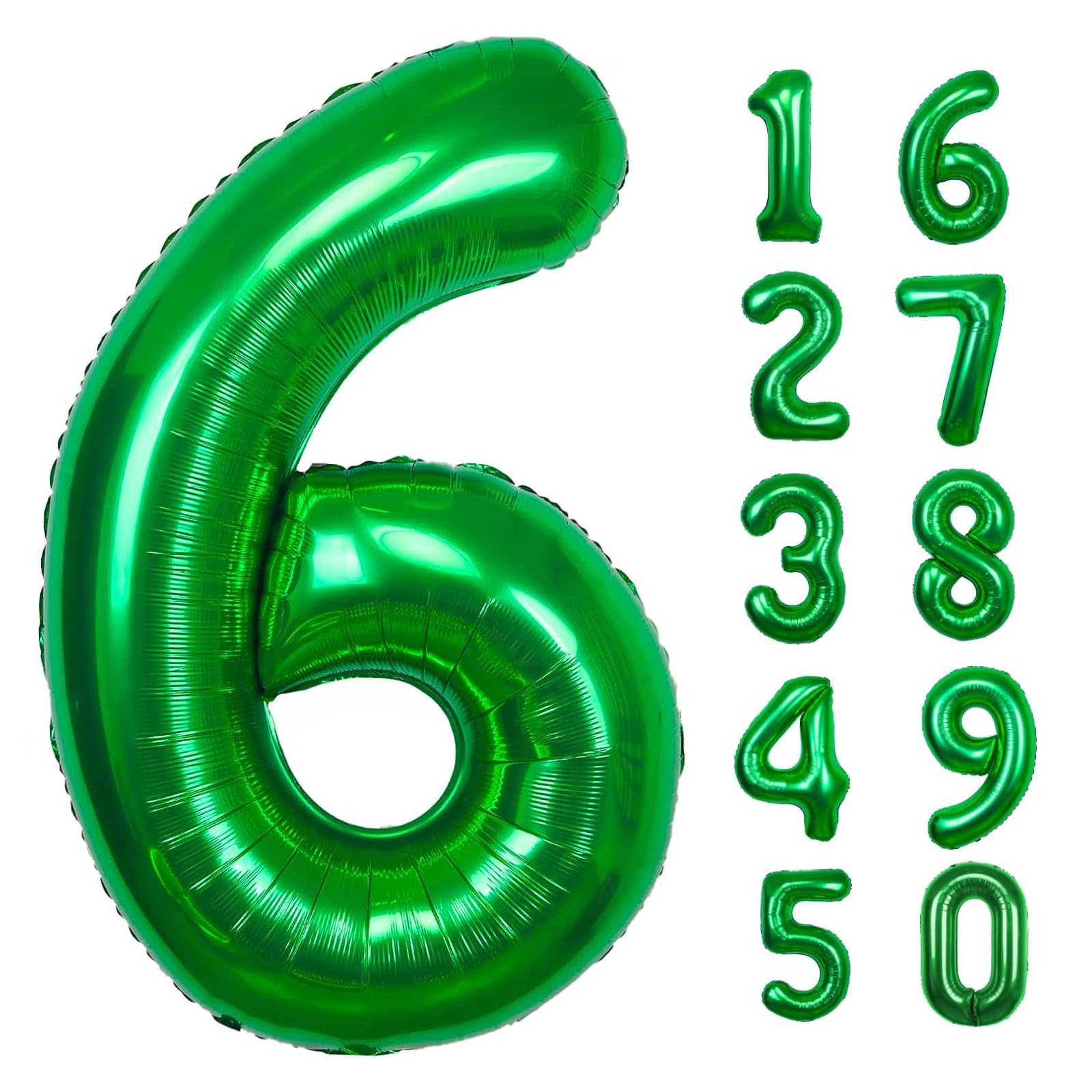 40 Inch Large Green Number 6 Balloon Extra Big Jumbo Mylar Foil Helium Balloons for 6 Year old Birthday Party Celebration Decors Graduations Wedding Anniversary Baby Shower Supply Engagement