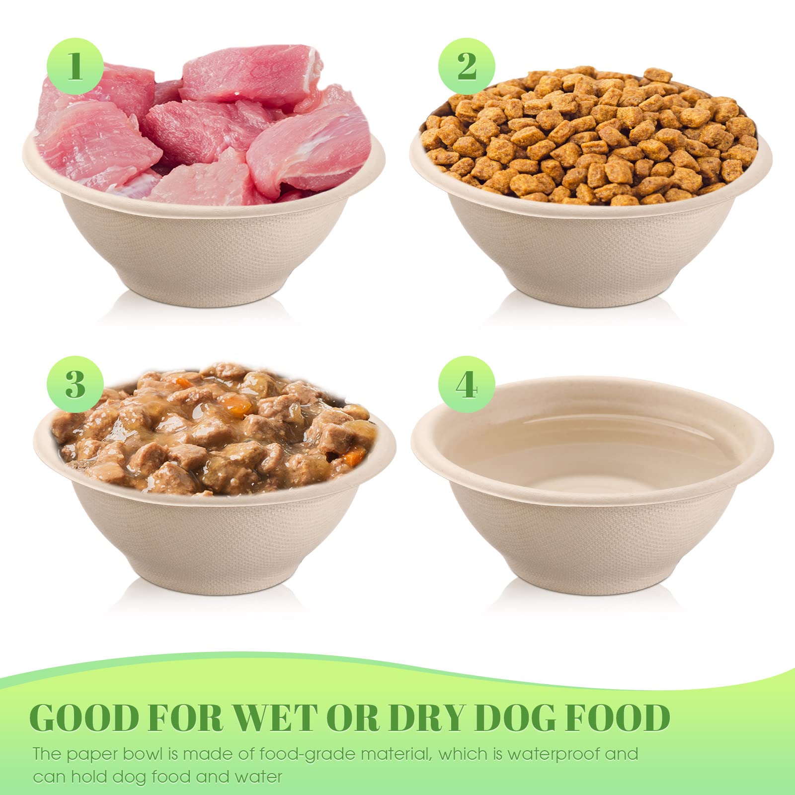 200 Pcs Disposable Pet Bowls Dog Food Bowls Travel Cat Bowls Bulk for Small Dogs Puppy Cat Food Dish Safe Paper Bowls 8 oz Container for Outdoor Small Animal Feeding and Watering Supplies