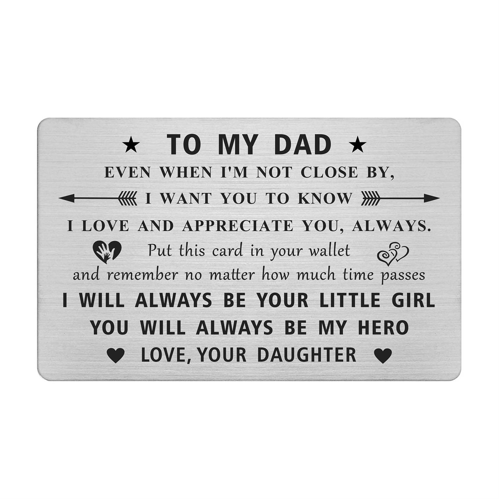 Jzxwan Dad Card Gifts, Best Dad Gifts from Daughter, I Love My Dad Gifts, Happy Dad Birthday Card, Hero Dad Present for Men