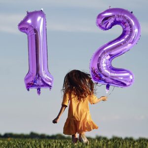 XLOOD Number 35 Balloons 32 inch Digital Balloon Alphabet 35 Birthday Balloons Digit 35 Helium Balloons Big Balloons for Birthday Party Supplies Wedding Bachelorette Bridal Shower, Purple Number 35th