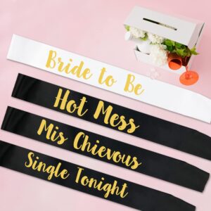 EOUYT 16 Pack Amazing Bachelorette Party Sashes 1 White Bride to be Sash and 15 Black Bridesmaid Sashes for Bachelorette Party,Bridal Party,Engagement Party