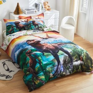 ADASMILE A & S Dinosaur Comforter Set Twin for Boys Dinosaur Twin Bedding Set for Kids 6 Pieces Dinosaur Comforter Set with Sheets Bed in A Bag T-Rex Dinosaur Comforter and Sheets Set for Home Decor