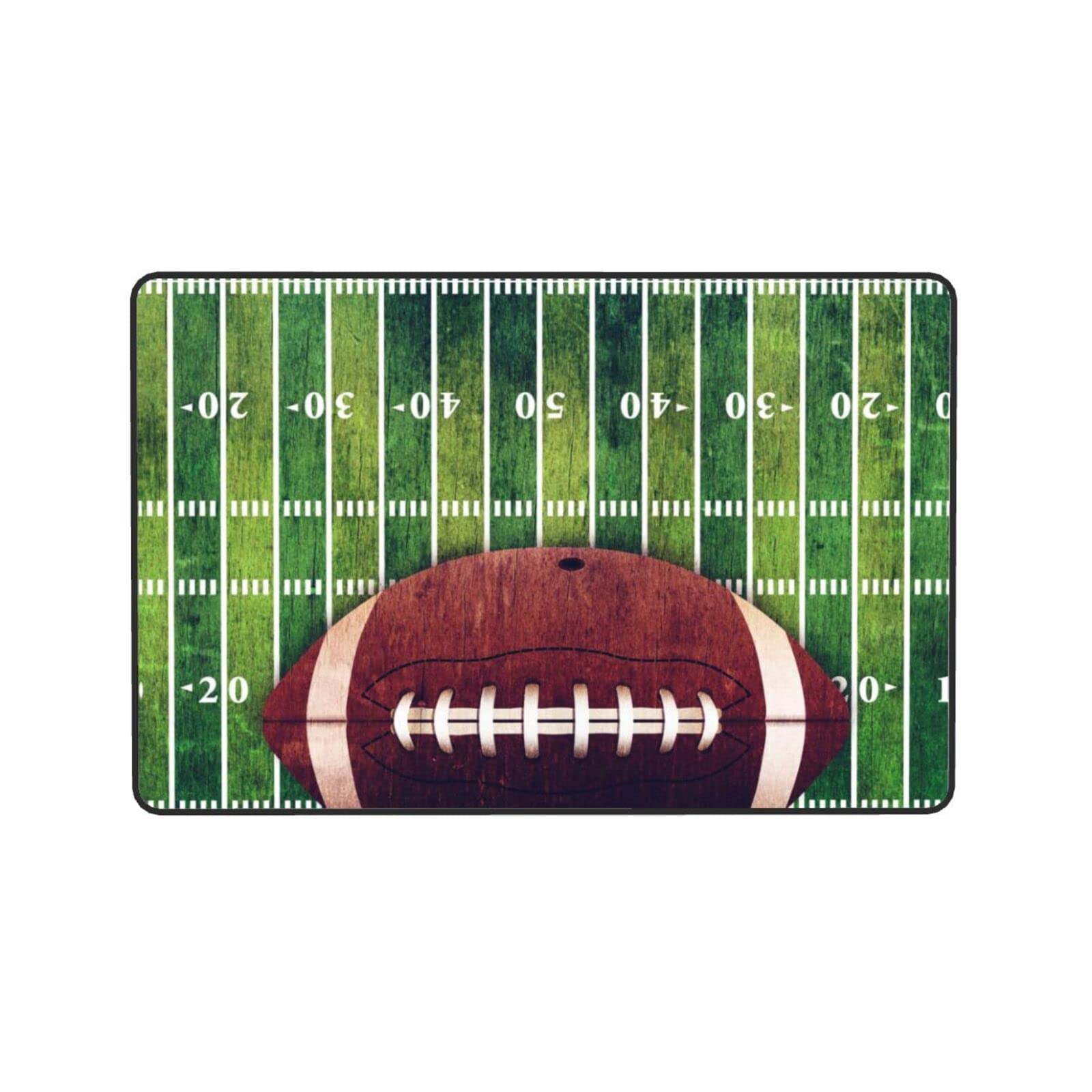 Sports Area Rug,Retro American Football Field and Rugby Floor Mat Non-Slip Doormat Living Dining Dorm Room Bedroom Decor Carpet 24X16inch