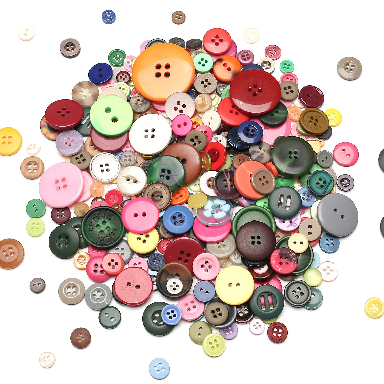 About 330 Resin Buttons of Various Specifications, Handmade Buttons, Sewing DIY Handicraft Buttons, Hand-Painted Decorative Buttons Multicolor Series