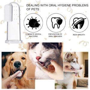 BLMHTWO 5 Pieces Dog Tooth Brushing Kit Finger Toothbrush for Dogs Cat Puppy Toothbrush with Silicone Bristles and 16 Round Particles Thickened Silicone-Layer Transparent Dog Toothbrush for All Pets