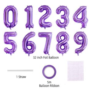 XLOOD Number 35 Balloons 32 inch Digital Balloon Alphabet 35 Birthday Balloons Digit 35 Helium Balloons Big Balloons for Birthday Party Supplies Wedding Bachelorette Bridal Shower, Purple Number 35th