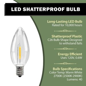 612 Vermont Shatterproof LED Window Candle Replacement Bulbs, Warm White 2700K, C26 Bulb, E12 Candelabra Base (Pack of 6)