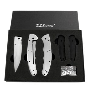 ezsmith bull shark knife kit - framelock folding knife design - (all parts included) - (with black g10 handles) - (gift boxed) - (usa design)